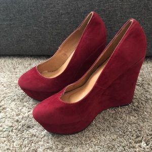 Red wedges heels
